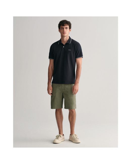 Gant Black Tipped Pique Polo Shirt for men