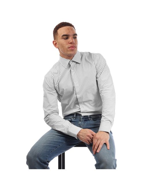 Boss Gray P Hank Kent Long Sleeve Oxford Shirt for men