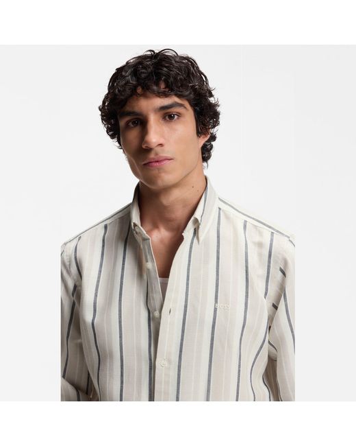 Boss Gray Striped Shirt for men