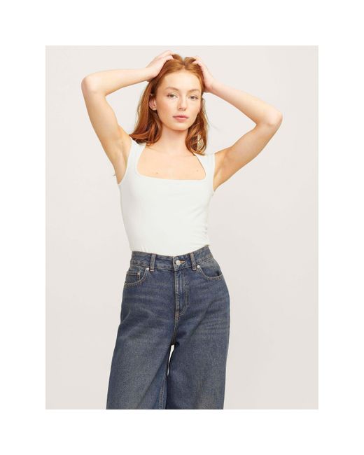 JJXX White Sleeveless Square Neck Top Ladies