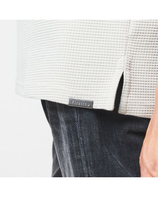 Firetrap White Regular Fit Waffle T-Shirt for men