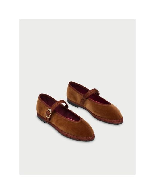 Flabelus Brown Pierre Velvet Mary Jane