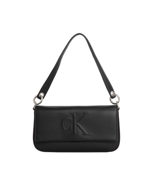 Calvin Klein Black Sculpted Flap Shoulder Bag