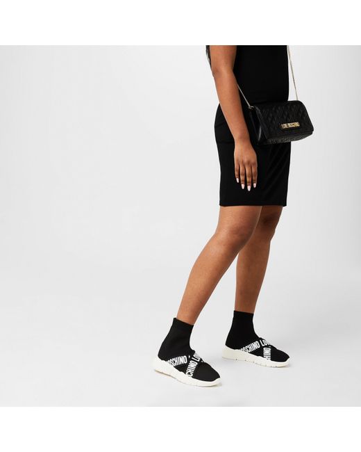 Love Moschino Black Strap Sock Runners