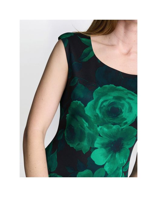 Gina Bacconi Green Candice Floral Cocktail Dress