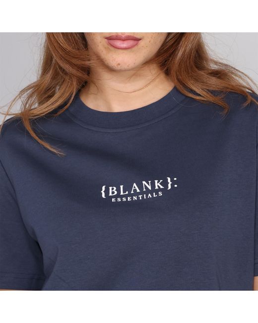 Blank Essentials Blue Blank E Core Puff Print T-Shirt Ladies