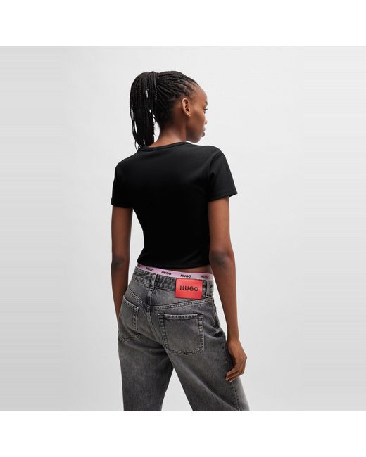 HUGO Black Delanor Cropped T-Shirt