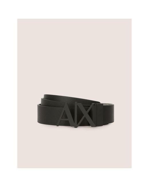 ARMANI EXCHANGE White Cut Out Logo Leather Belt for men