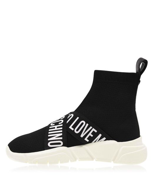 Love Moschino Black Strap Sock Runners