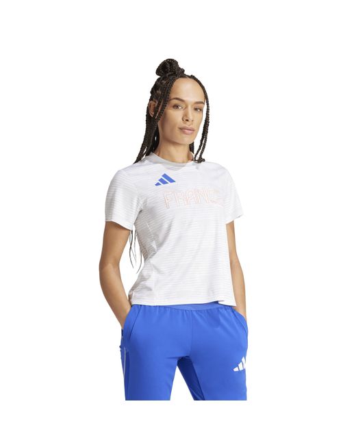 Adidas White Team Trainer Short Sleeve Performance Gym Top