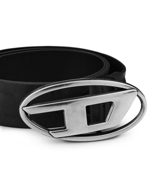 DIESEL Black Oval Logo Belt for men