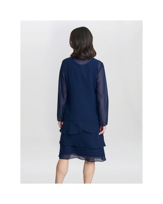 Gina Bacconi Blue Leigh Embellished Sequin Jacket Dress