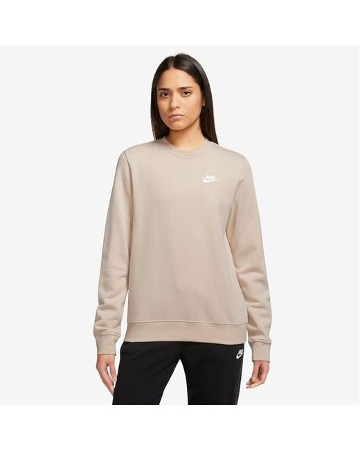 nike club fleece crew neck sweatshirt in cream