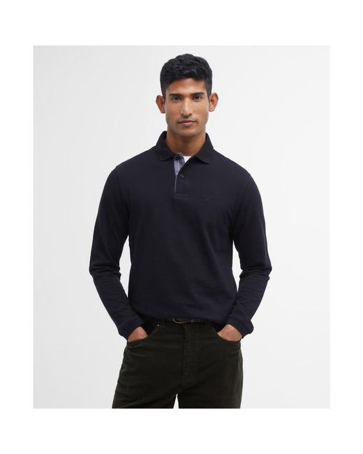 Barbour Blue Essentials Long Sleeve Polo Shirt for men