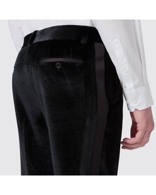 Twisted Tailor Black Sylvester Slim Fit Velvet Tux Trouser for men