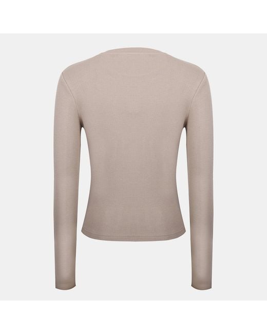 Jack Wills Gray Waffle Lsbaby Cotton Crew Neck Slim Fit Long Sleeve T-Shirt