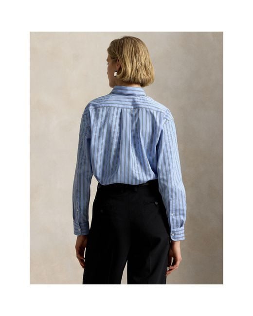 Polo Ralph Lauren Blue Stripe Long Sleeve Oxford Shirt