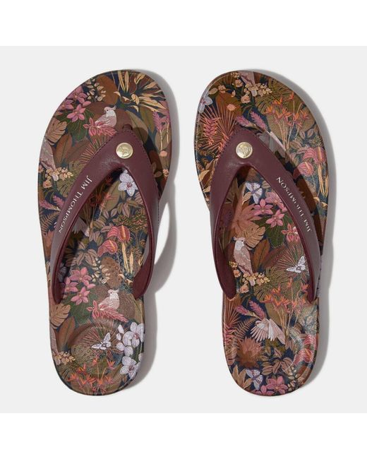 Fitflop Pink Fit Flop Iqushion X Jim Thompson Leather Flip Flops