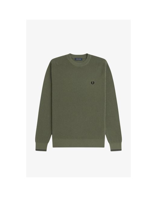 Fred Perry Green Crew Neck Jumper for men