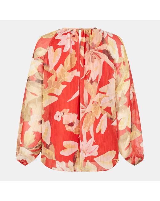 Biba Red Split Long-Sleeve Blouse