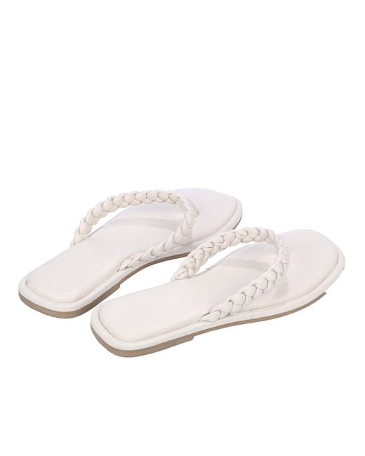 Dune White Loxx Plait Toe Post Sandals