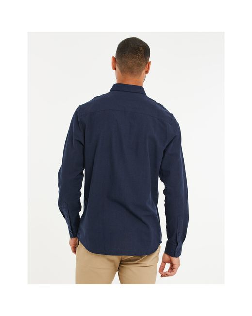 Threadbare Blue Long-Sleeve Plain Shirt for men