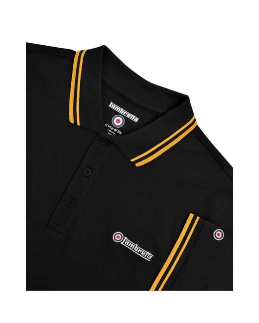 Lambretta Black Twin Tipped Polo for men
