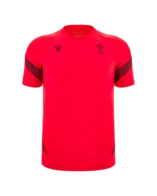 MACRON Red Wales Rugby Training Shirt 2025 Adults for men
