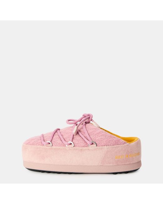 Moon Boot Pink Knitted Snow Boots