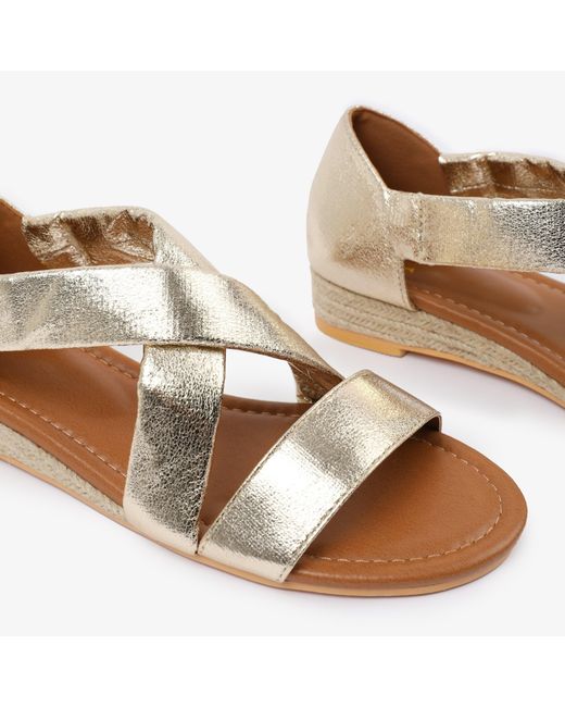 Where's That From Brown Mettalic Hummingbird Low Wedge Shoes