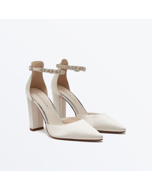 Rainbow Sandals White Block Heel Court Shoes