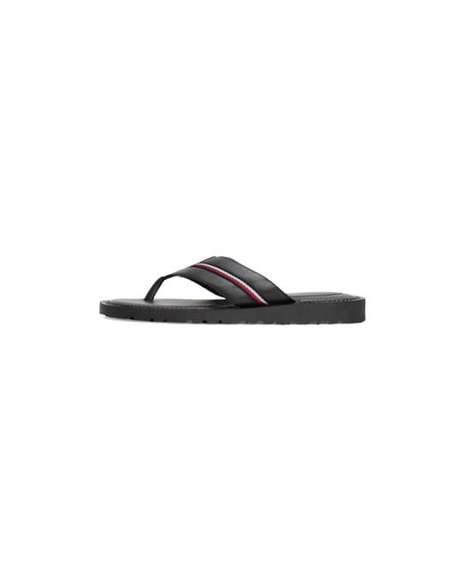 Tommy Hilfiger Black Core Toe Post Flat Sandals for men