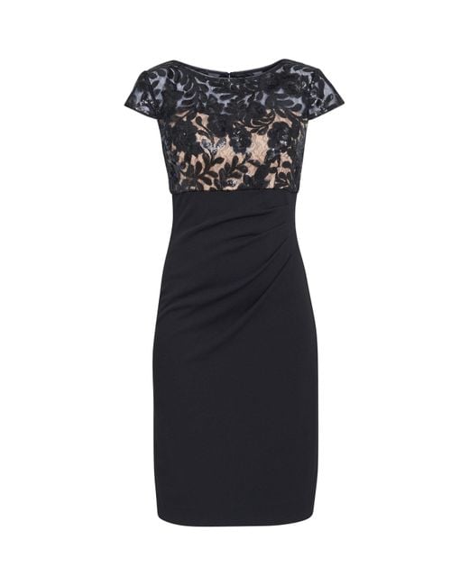 Gina Bacconi Black Maddison Empire Waist Crepe Dress