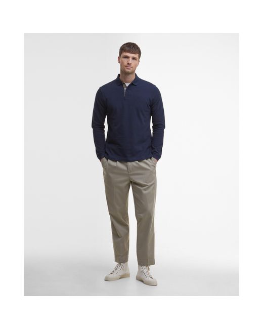 Barbour Blue Essentials Long Sleeve Polo Shirt for men