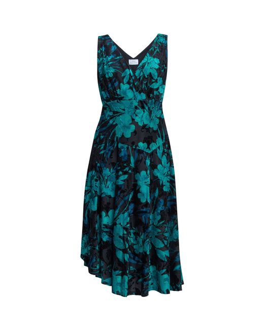 Gina Bacconi Blue Beth Floral Midi A-Line Dress