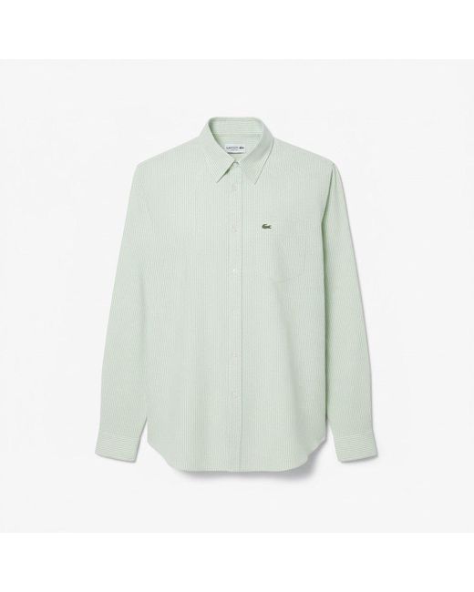 Lacoste Green Regular-Fit Striped Oxford Shirt for men