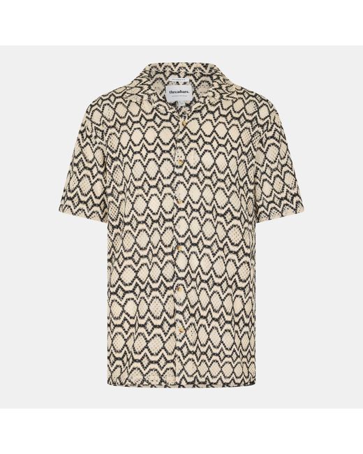 Threadbare Natural Short-Sleeve Patterned Shirt for men