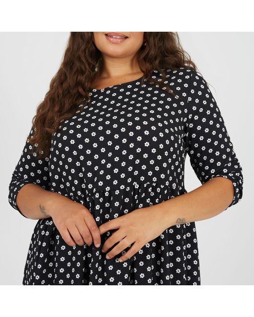 Brave Soul Black Plus Size Polka Dot Midi Dress With Tiered Hem
