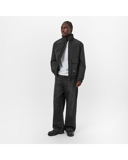 HUGO Black Water Repellent Full Zip Bomber Jacket for men