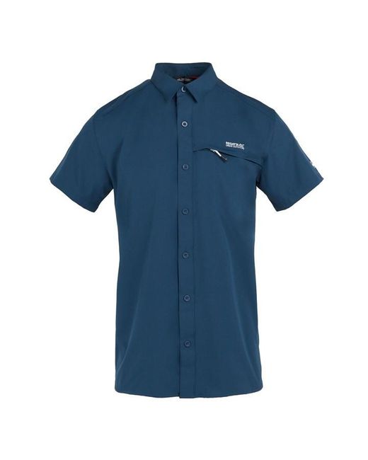 Regatta Blue Travel Packaway Short Sleeve Shirt for men