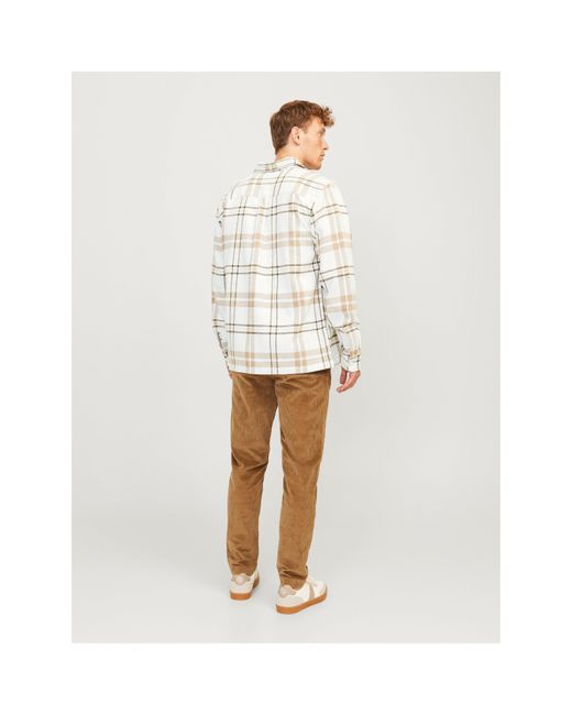 Jack & Jones White Raymond Long Sleeve Overshirt for men