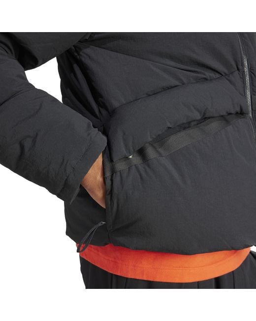Adidas Black Big Baffle Water Resistant Duck Down Long Sleeve Down Jacket for men