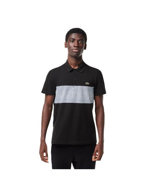 Lacoste Black Regular Fit Stretch Mini Piqué Polo for men