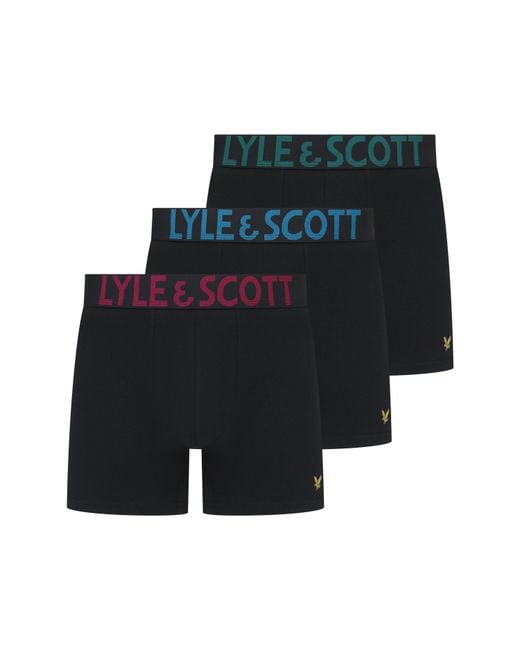 Lyle & Scott Black Daniel Cotton Mid-Rise Boxer 3 Pack for men