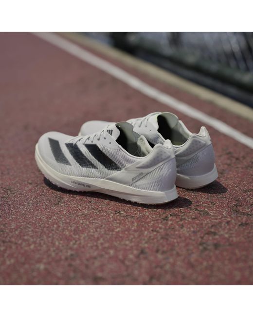 Adidas White Adizero Avanti Tyo Track Running Spikes for men