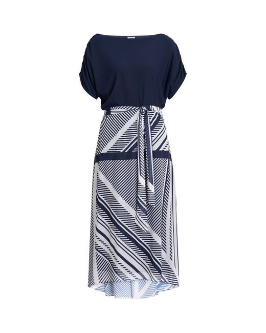 Gina Bacconi Blue Brooke Stripe Fit And Flare Dress