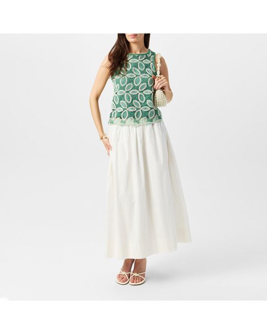 Vero Moda Green Embroidered Long-Sleeve Blouse