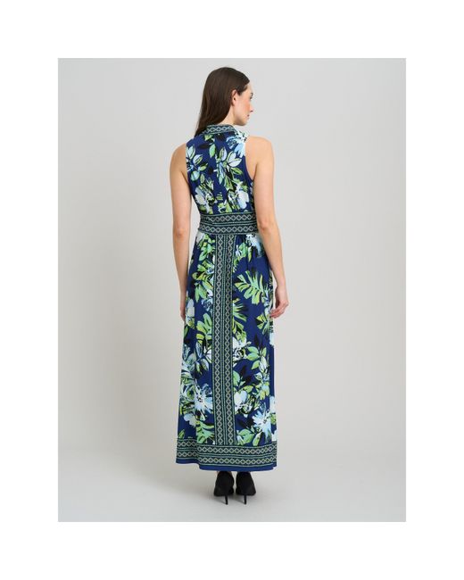 Gina Bacconi Blue Marisa V-Neck Sleeveless Maxi Dress