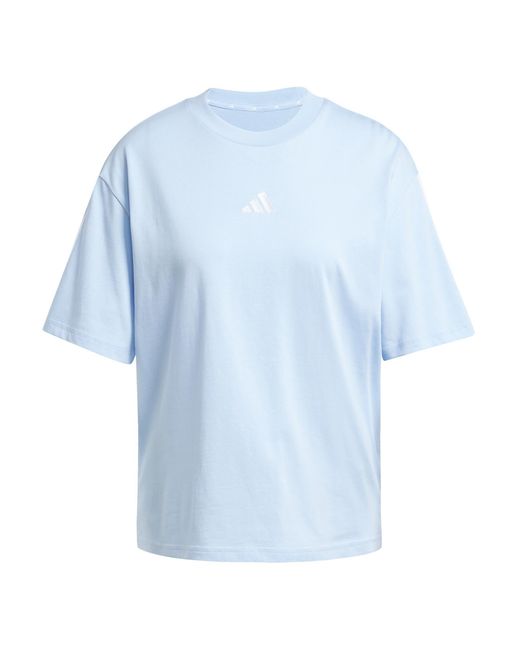 Adidas Blue Essentials 3 Stripe T-Shirt