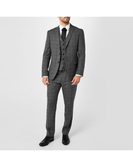 Ted Baker Gray Tuxedo Checked Suit Jacket for men
